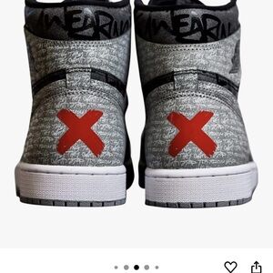 Nike Gray and Red Sneakers High-Top Design